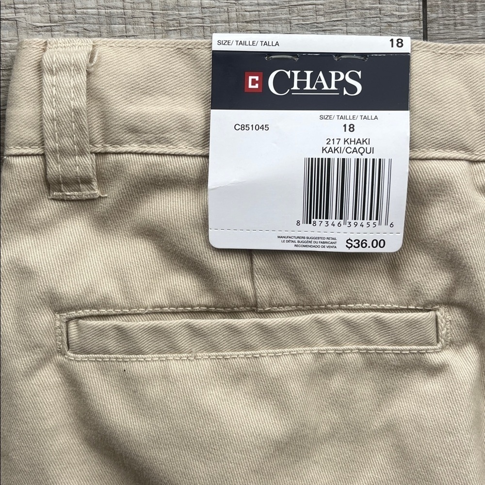CHAPS NWT Youth Formal Khaki Pants, Boys Sz 18 - Picture 7 of 9